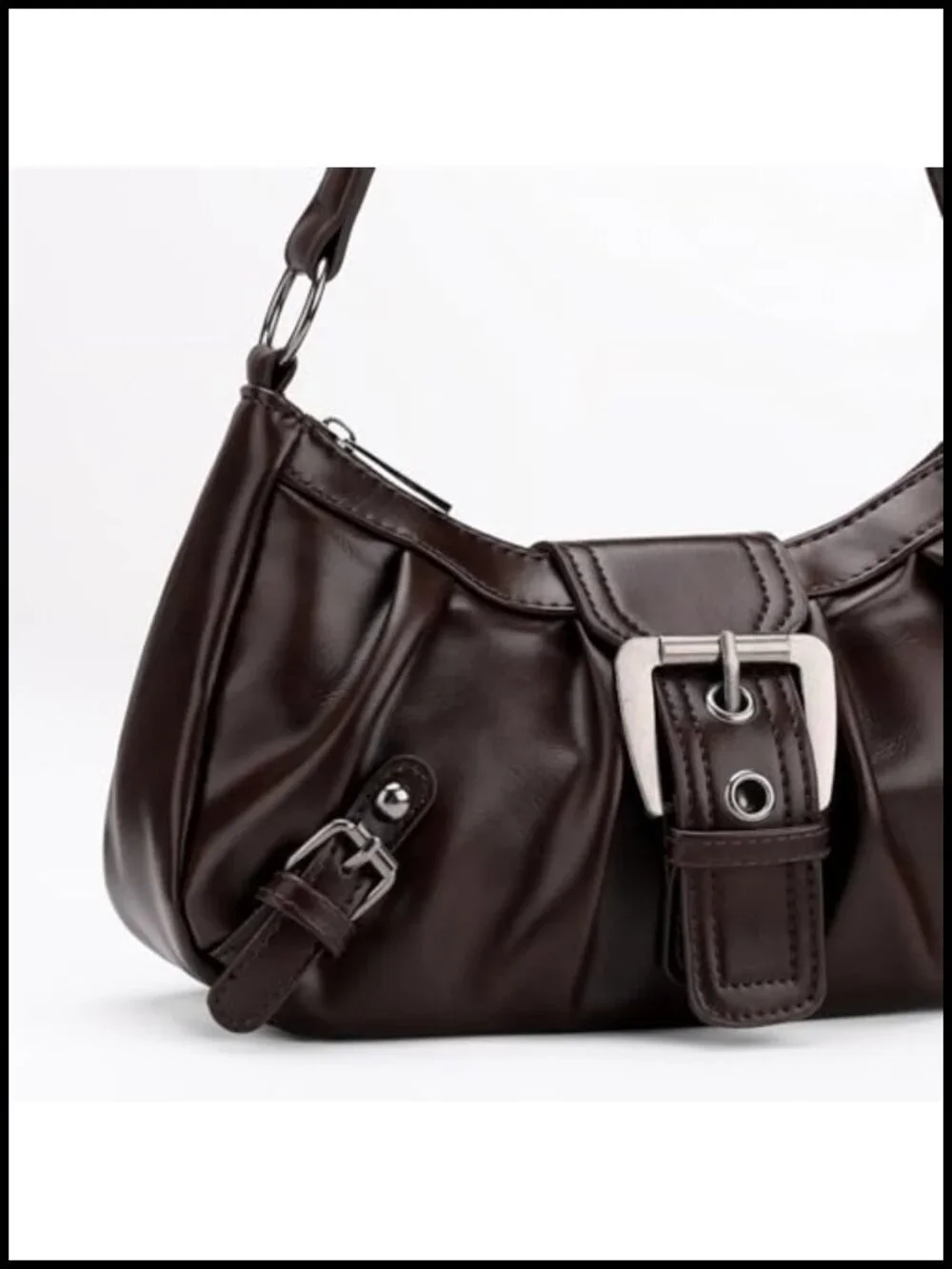 Vegan Leather Hobo Bag with Zipper Pocket